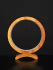 Circle Round Wood Table Lamp, Bedside Desk Lamp, Night Light, Solid Mahogany