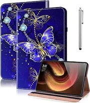 Case for Xiaomi Pad 6 (11 Inch) 2023, PU Leather Stand Folio Cover Multi-Angle, with Stylus Pen, Protective Case for Xiaomi Pad 6 / Pad 6 Pro Butterfly