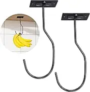 2 Pack Self Adhesive Banana Hook,Metal Banana Hanger Hook,Under Cabinet Hook for Bananas Or Other Kitchen Items,Foldable Banana Hook,Folds Up with Magnets When Not in Use,Keep Bananas Fresh