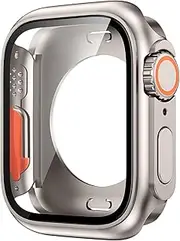 FFHAO Glass Cover for Apple Watch Case 45mm 41mm 44mm 40mm Full Screen Protector Change to Ultra Series for iWatch 8 7 SE 6 5 4 (Color : A, Size : 45mm)