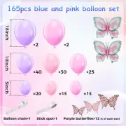 165Pcs Balloons Arch Garland Kit Reusable Pink Purple Balloons DIY Latex bepoS
