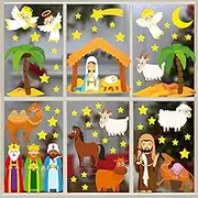 Christmas Nativity Window Clings - Religious Decorations for Glass Window - Holy Nativity Decals for Xmas Holiday Home Office School