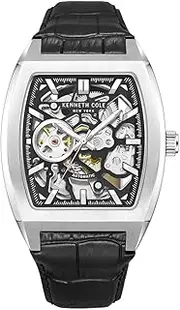 [Kenneth Cole New York] Men's Automatic Watch - Skeleton Dial, Curved Case, Contemporary Style