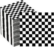 100Pcs Checkered Flag Napkins Race Car Birthday Party Supplies Disposable Racing Party Napkins Black and White Dessert Paper Napkins for Baby Shower Racing Themed Party Decorations Favors