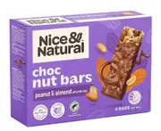 Nice & Natural Choc Nut Bars Peanut & Almond With Milk Chocolate 6 Pack 180g