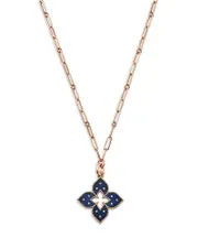 Roberto Coin 18K Rose Gold Venetian Princess Titanium Diamond Flower 33 Pendant Necklace