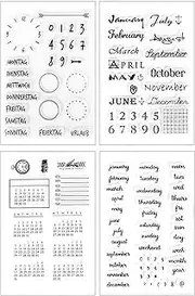 Silicone Stamp Calendar 4 Sheets Clear Stamps German Months Days of The Week Planner Transparent Numbers DIY Bullet Journal Scrapbooking Photo Album Stamp Set