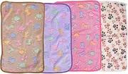 INOOMP 4pcs Dual Sided Fleece Pet Blanket Soft Cozy Dog and Cat Mat Lint for Home Car Outdoor Use Puppy Bed Couch Protector