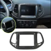 Carbon Fiber 8.4" Dashboard GPS Navigation Panel Trim Frame For Jeep Compass 17+