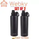 2 x Oasis 1.1L Stainless Steel Insulated Sports Bottle with Screw Cap - Black