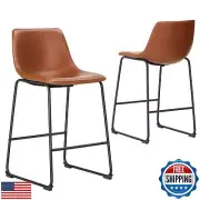 Sweetcrispy Bar Stools Set of 2, Counter Height Bar Stools with Back, 26 inch