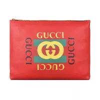 在飛比找momo購物網優惠-【GUCCI 古馳】GUCCI經典綠紅綠印花LOGO荔枝紋牛