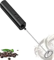 Milk Frother Handheld Battery Operated Milk Foamer Electric Mini Drink Mixer for Coffee, Cappuccino, Lattes, Frappe, Matcha and Hot Chocolate, Black