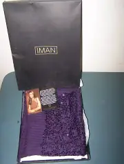 IMAN GLOBAL CHIC COLLECTION WOMEN'S PURPLE SEQUIN SHAWL PONCHO SCARF WRAP NIB