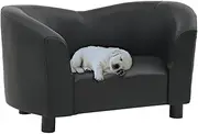 Dog Bed, Luxury Pet Sofa Couch, Pet Bed with Leg for Cats, Dogs, Small Pets, Easy Assemble, Faux Leather, 67x41x39 cm, Black