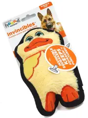 Outward Hound Invincibles Mini Plush Stuffing-Less Dog Toy With Squeaker - Ducky