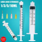 5/10Pcs 1ml 3ml 5ml 10ml Luer Lock Syringes + 14G-25G Blunt Tip Needles and Caps