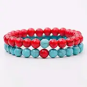 [IBOWZ] Crystal Bracelet Bead Bracelets Chakra Bracelets for Women, 7 Chakra Natural Stones Beads Red Blue Magnesite Bangle Elastic Jewelry Yoga Bracelets Unlimited Charm Diffuser Women Men Gift 2Pc