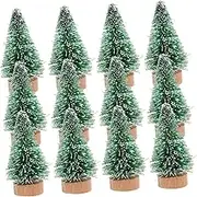 COSMEVIVI 24pcs Miniature Pine Tree for Christmas Decor Lifelike Tabletop Xmas Trees with Wooden Base for Indoor Decoration for Fireplace Window and Desktop Holiday Crafts