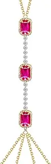 [Yomiie] Pink Crystal Body Chain for Women Lady - Gold Body Chain Jewelry Sexy, Rhinestone Jewelry Belly Waist Bra Chain, Sexy Bikini Beach Harness Summer Beach Waist Chain, standard, Rhinestone, Pink