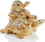 Golden Sea Turtles Figurines Jewerly Trinket Boxes Hinged for Home Decor