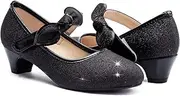 [ADAMUMU] Low Heel Princes Dress Shoes Toddler Shoes Sparkle Girls Mary Jane Wedding Shoes Flower for Children in Wedding Party Uniform School Daily Wear