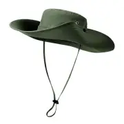 Army Green Simple Dual-Use Sunscreen Hat with Strap All-match Breathable Sun Hat