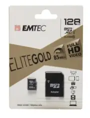 Emtec Micro-SD XC Class10 Elite Gold 128GB 85MBs Full HD Video + SD Card Adapter