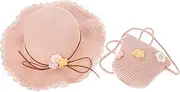 [Holibanna] 2pcs Summer Hat and Bag Set Stylish Beach Cap with Daisy Flower Design Wide Brim Sun Protection for Family Outings and Vacations Convenient Foldable Design Pink