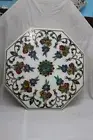 24" White Marble End Coffee Table Semi Precious Marquetry Arts Entryway Decors