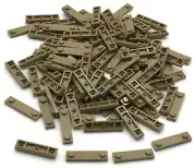 Lego 100 New Dark Tan Plates Modified 1 x 4 with 2 Studs with Groove Parts