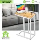 C Shaped Side Table Phone Laptop Holder Desk Bed Coffee Snack Tray w/Steel Frame