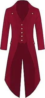 [JEShifangjiusu] Men Gothic Clothing Steampunk Tuxedo Jacket Vetuste Jacket Victorian Clothing Medieval Tuxedo, Red, 4XL
