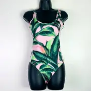 NWT ADIDAS X FARM Rio Bodysuit Tank Top Pink Green Leaf 3 Stripes S DH3070