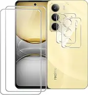 [CAUHENYEE] Screen Protector for Realme C75 4G/Realme 14X 5G Tempered Glass, [2+2] Pack of 2 Screen Protectors + 2 Pieces Camera Protection, HD 9H Hardness Glass Screen Protector