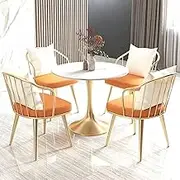 Snaweo Office Reception Room Club Table and Chair Set, Coffee Kitchen Dining Table Set for 4, Reception Table and Chair Combination, Mall Corridor Bedroom Study 1 Table and 4 Chair(Gold)