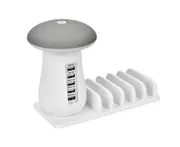 Mushroom Lamp Five-Port Usb Charging Bracket Mobile Charger - Grey White