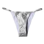 Dolce & Gabbana Silver Polyester Beachwear Bikini Bottom Women's Swimwear
