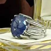 Natural Sapphire Ring Christmas Gift Unique Frame Turkish Frame Silver 925 Gifts