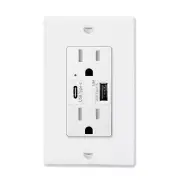 5.8A High-Speed USB Type-C/A Wall Outlet Charger 15Amp Duplex TR Receptacle Plug