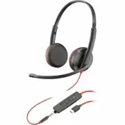 HP Poly 8M3X7AA#ABA Blackwire 3225 Stereo Headset +USB-C/A Adapter TAA Microsoft