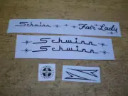 Ladies Schwinn Early Fair Lady Bicycle Water Transfer Black Decal Set