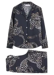Desmond & Dempsey The Jag Printed Cotton Pyjama set - Navy XL (UK 16 / XL)