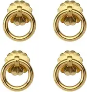 RZDEAL 4Pcs Antique Style Pure Brass pulls Ring Cabinet Drawer pulls Handles Hand Closet Cupboard Door Handles