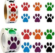 2 Rolls 1000 Pieces Paw Prints Stickers, SourceTon 1 Inch and 1.5 Inch Colorful Dog Paw Self-Adhesive Labels Stickers for Arts Craft, Scrapbook, Wall Decal, Party Favor Supplies