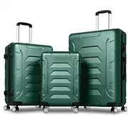[ALFORDSON] 3PCs Hardside Luggage Set 20" 24" and 28" Green Color Dina Series, Hardshell Suitcases Setting with TSA Lock & Wheel Spinners, Carry-on & Checked Baggages 3-Piece Pack
