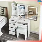Dressing Table LED Makeup Mirror Stool Set Vanity Desk Bedroom Dresser 10 Bulbs