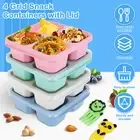 4 Pack Snack Containers 4 Compartment Food Box with Clear Lids Stackable liIqz
