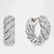 DAVID YURMAN Sculpted Cable Huggie Hoop Earrings In Silver, 14.4mm