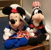 Vintage Disney Goofy & Minnie Uncle Sam Betsy Ross Bean Bag Plush Set New Tags